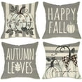 thumbnail image 1 of Happy Fall White Pumpkin Decorative Throw Pillow Covers 18 x 18 Set of 4, Autumn Gray Leaves Polka Dots Stripes Porch Patio Outdoor Pillowcase Buffalo Plaid Farmhouse Cushion Case Home Decor, 1 of 6
