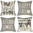 thumbnail image 1 of Happy Fall White Pumpkin Decorative Throw Pillow Covers 20 x 20 Set of 4, Autumn Gray Leaves Polka Dots Stripes Porch Patio Outdoor Pillowcase Buffalo Plaid Farmhouse Cushion Case Home Decor, 1 of 6