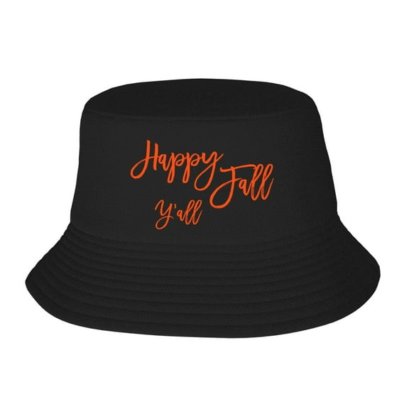Happy Fall Y'All Bucket Hat For Womens And Mens Outdoor Beach Fisherman Hat Sun Hat