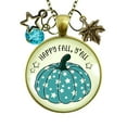 thumbnail image 1 of Happy Fall Y'All Necklace Teal Pumpkin Stars Autumn Gutsy Goodness Female Adult Bronze Metal Jewelry, 1 of 7