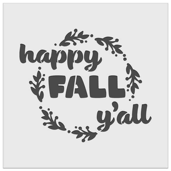 Happy Fall Y'all Autumn Foliage DIY Cookie Wall Craft Stencil - 9.0 Inch