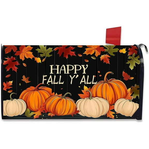 Happy Fall Y''all Autumn Mailbox Cover Magnetic Standard Size 21x 18 Mailbox Covers Magnetic Decorative Mailbox Post Letter Box Wrap Decoration for Home Outdoor