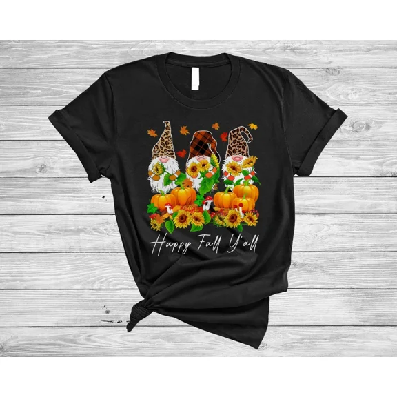 Happy Fall Y'all Cute Thanksgiving Leopard Pumpkin Gnomes Sunflower Shirt, Mug