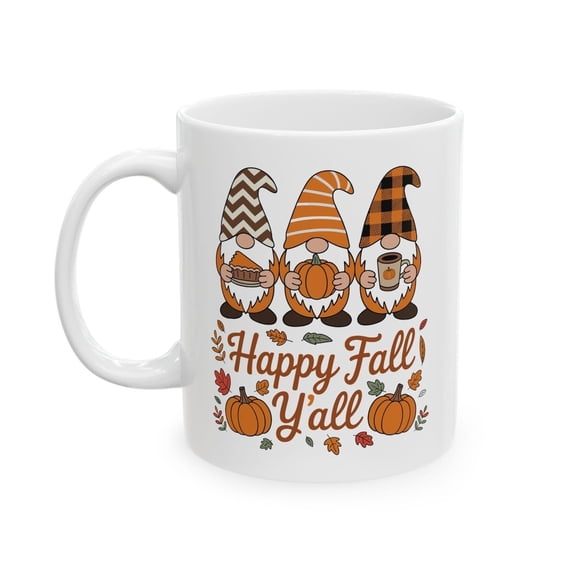 Happy Fall Y'all Gnome Pumpkin Autumn Thanksgiving Coffee Mug