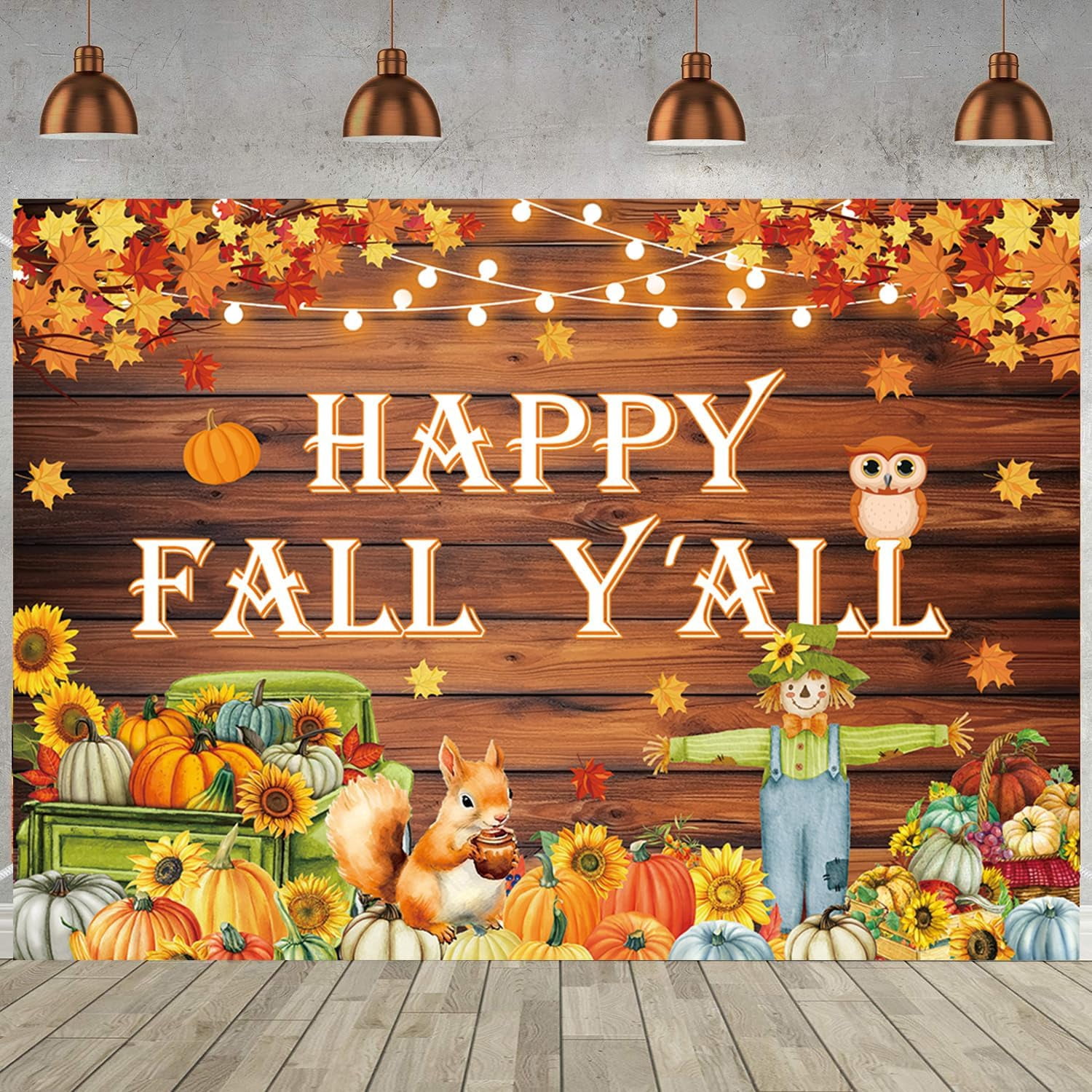 Happy Fall Y'all Pretty Banner Backdrop Fall Pumpkin Harvest ...