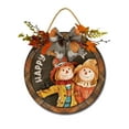 thumbnail image 1 of Happy Fall Y'all Sign Front Door Porch Decorations, Round Rustic Wood Hanging Sign for Farmhouse Porch Outdoor Home Holiday Front Door Sign Decor, 1 of 5