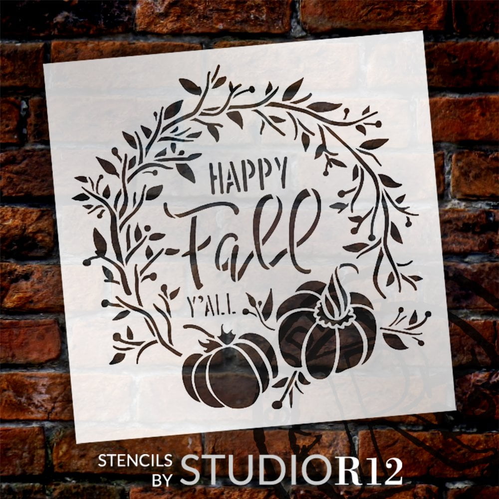 Happy Fall Y'all Stencil by StudioR12 DIY Autumn Pumpkin Wreath Home Decor Craft & Paint Square Wood Sign Reusable Mylar Template Select Size 18 inches x 18 inches - Walmart.com happy-fall-y-all-stencil-by-studior12-diy-autumn-pumpkin-wreath-home-decor-craft-paint-square-wood-sign-reusable-mylar-template-select-size-18-inches-x-18-inches-walmart-com