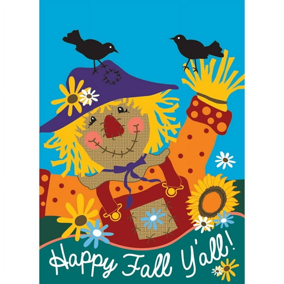 Happy Fall Y'all Whimsical Scarecrow 13 x 18 Small Harvest House Flag