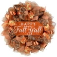 thumbnail image 1 of Happy Fall Y'all Wreath - Fall Decorations for Home - Thanksgiving Deco Mesh Front Door Wreath; Brown Orange Burlap Sale, 1 of 5
