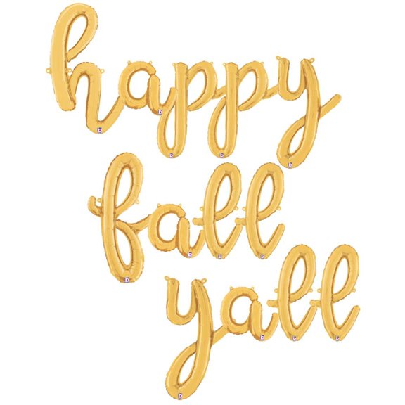 Happy Fall Yall - Betallic Script Letters Kit (Air-Fill Only) Foil Mylar Balloon - Party Supplies Decorations