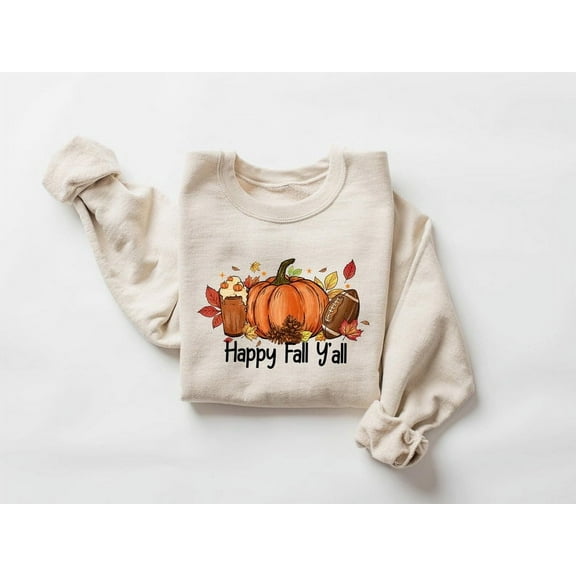 Happy Fall Yall Sweatshirt, Fall Pumpkin Sweatshirt, Thanksgiving Sweatshirt, Football Sweatshirt, Cute Thanksgiving Gift, Autumn Sweatshirt
