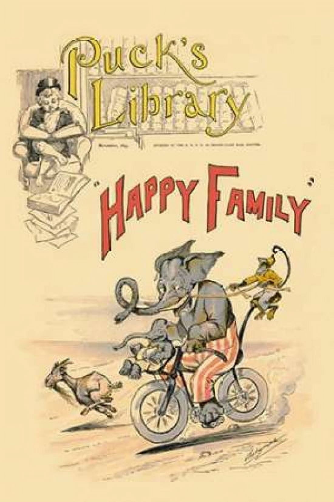 Happy Family Canvas Art - Vintage Elephant (12 x 18)