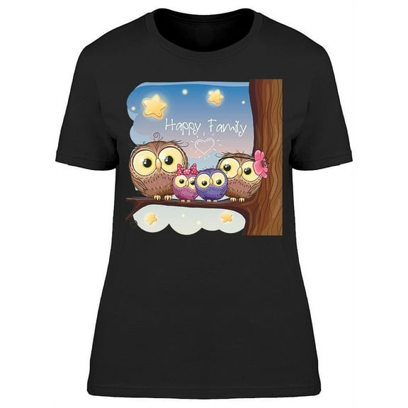 Happy Family Of Owls T-Shirt Women -Image by Shutterstock, Female Small