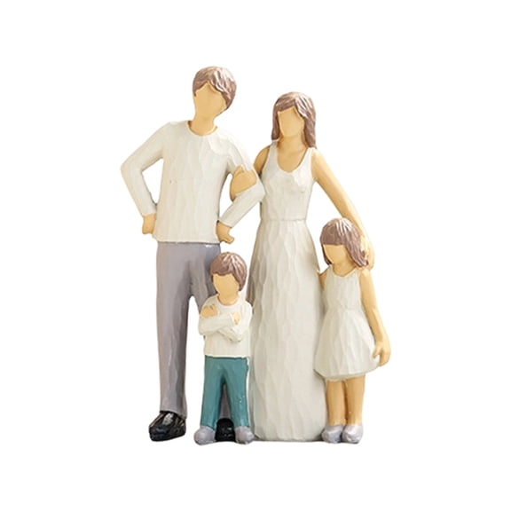 Happy Family Resin Statue, Handicraft Home Decoration Ornament, Holiday Character Figurine for Shelf Table, Wedding Housewarming Gift