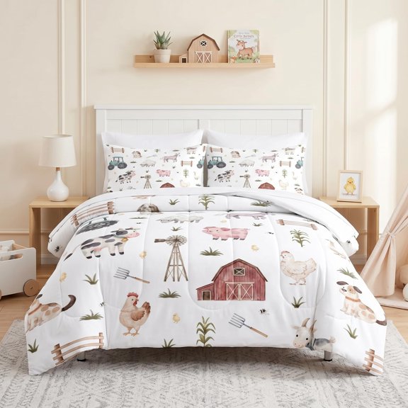 Happy Farm Full Bedding Set Cute Tractor Bedroom Decor