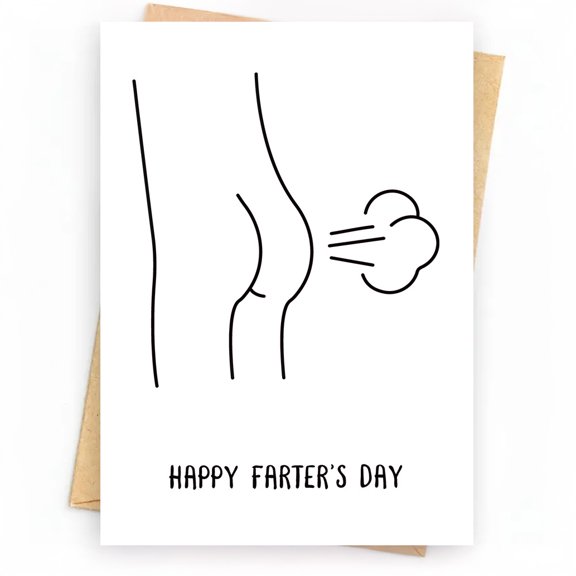 Happy Farters Day Card – Humorous Flatulence Design – Envelope Included, Blank Inside – Perfect Gift for Dads, Friends, or Anyone Who Appreciates Laughter