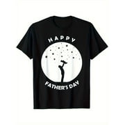 Happy Father'S Day Graphic T-Shirt for Men & Women, 100% Cotton Black Short Sleeve Tee with "HAPPY FATHER'S DAY" Print, Casual & Comfortable, Perfect Gift for Dad or Papa
