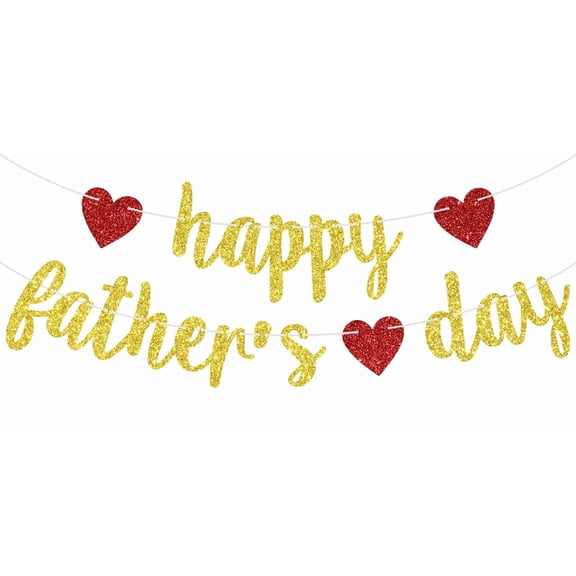Happy Father's Day Banner, Feliz Dia Papa, Best Dad Ever, Fathers Day/Birthday Party Decorations Gold Glitter