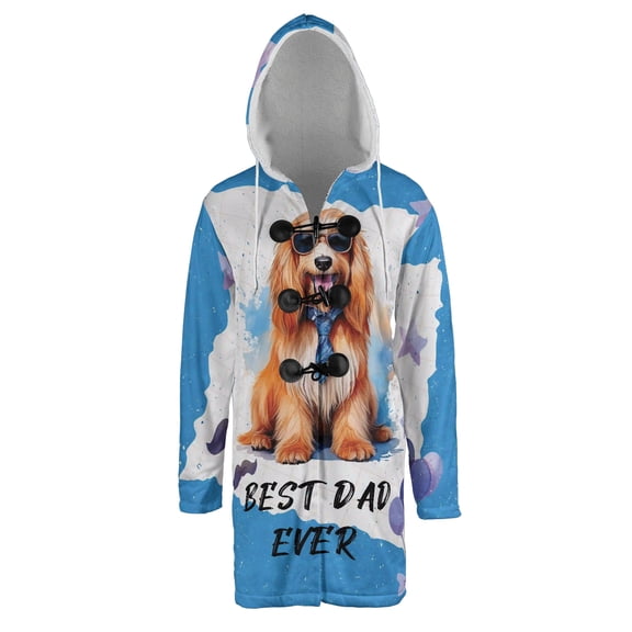 Happy Father's Day Best Afghan Hound Cool Dad Ever All Over Print 3D Hooded Duffle Toggle Coat Dog Lover - 12007
