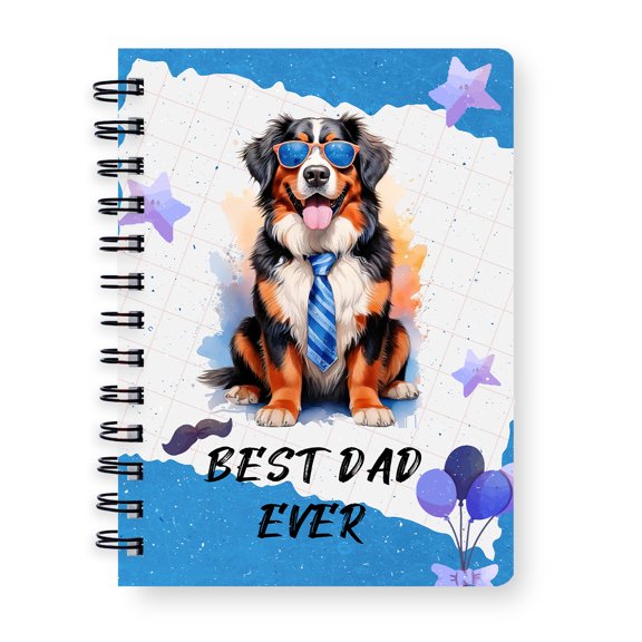 Happy Father's Day Best Bernese Mountain Dog Cool Dad Ever Spiral Bound Journal Berner Lover Gifts 5x7in Spiral Notebook - 12007