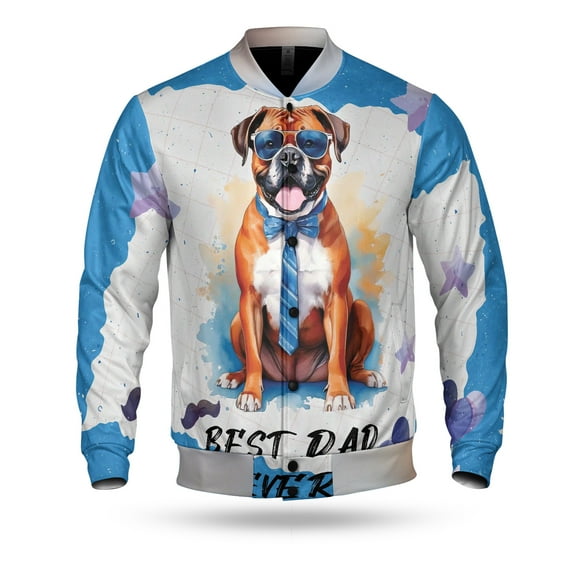 Happy Father's Day Best Boxer Cool Dad Ever All Over Print 3D Baseball Jacket Boxers Dog Lover Gifts Idea Bomber Jacket Softball - 12007