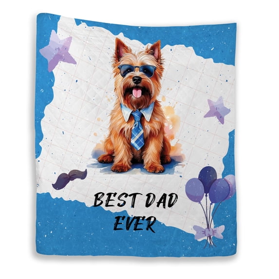 Happy Father's Day Best Cairn Terrier Cool Dad Ever Quilt Blanket Cairns Dog Lover Cozy Comforter Throw Blanket - 12007