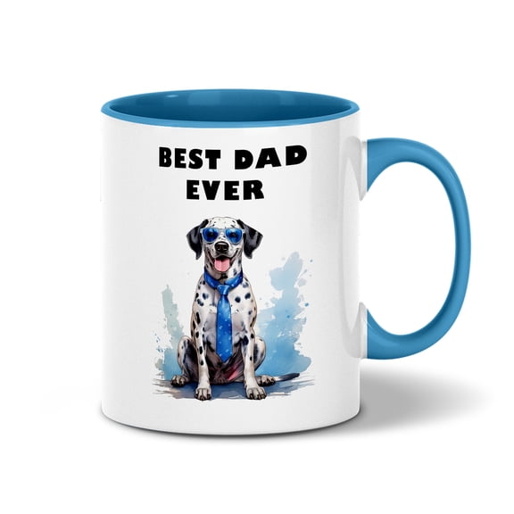 Happy Father's Day Best Dalmatian Cool Dad Ever 11oz Accent Two-tone Mug Dog Lover Coffee Tea Cup - 12007