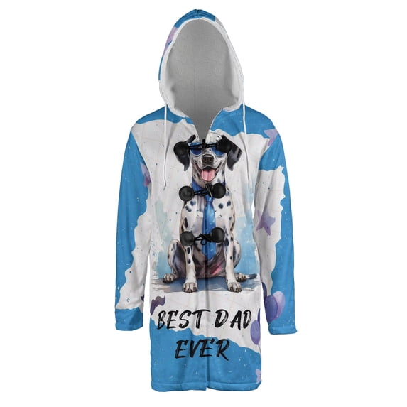 Happy Father's Day Best Dalmatian Cool Dad Ever All Over Print 3D Hooded Duffle Toggle Coat Dog Lover - 12007