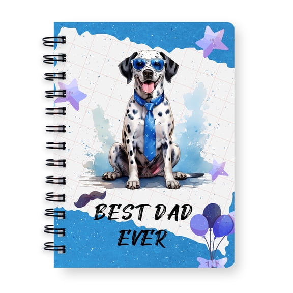 Happy Father's Day Best Dalmatian Cool Dad Ever Spiral Bound Journal Dog Lover 5x7in Spiral Notebook - 12007