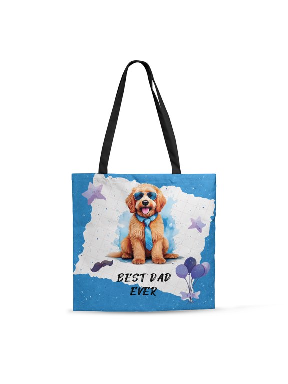 Happy Father's Day Best Goldendoodle Cool Dad Ever All Over Print 3D Canvas Tote Bag Doodle Dog Lover Gifts Idea Reusable Handbag - 12007