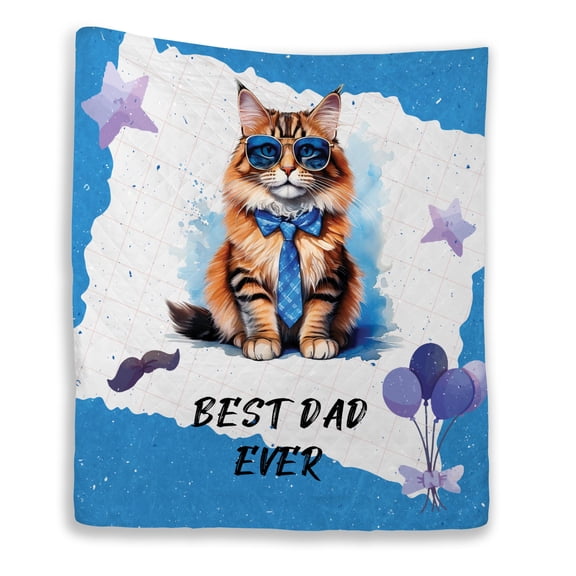 Happy Father's Day Best Maine Coon Cool Dad Ever Quilt Blanket Cat Lover Kitten Owner Gifts Cozy Comforter Throw Blanket - 12007