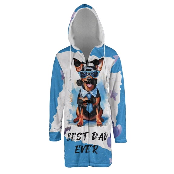 Happy Father's Day Best Miniature Pinscher Cool Dad Ever All Over Print 3D Hooded Duffle Toggle Coat Mini Pin Dog Lover - 12007