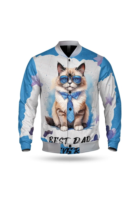 Happy Father's Day Best Ragdoll Cool Dad Ever All Over Print 3D Baseball Jacket Cat Lover Kitten Owner Gifts Idea Bomber Jacket Softball - 12007