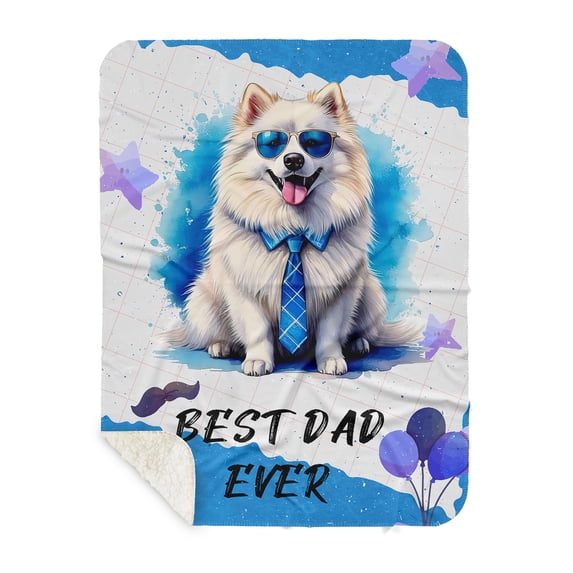 Happy Father's Day Best Samoyed Cool Dad Ever Cozy Sherpa Blanket Siberian Sammy Dog Lover Warm Soft Throw Blanket - 12007