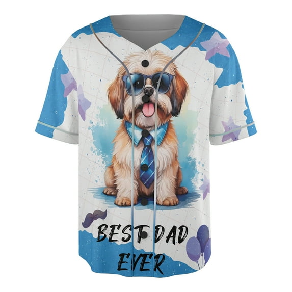 Happy Father's Day Best Shih Tzu Cool Dad Ever All Over Print 3D Baseball Shirt Lion Dog Lover Gifts Softball Sport - 12007