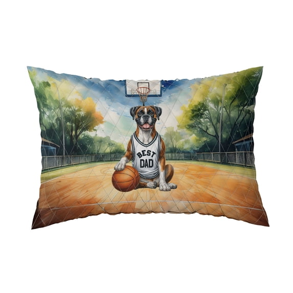 Happy Father's Day Boxer Playing Basketball with Best Dad Jersey Quilt Pillowcase Boxers Dog Lover Gifts Idea Throw Pillow Cover Bed Home Decor - 13006