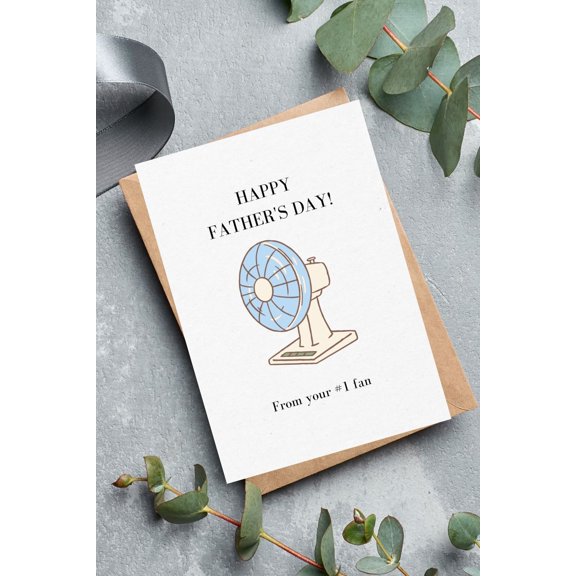 Happy Father’s Day Card - Fun Fan Design - "From Your #1 Fan" Message - Blank Inside with Envelope Included - Perfect for Father’s Day Gift