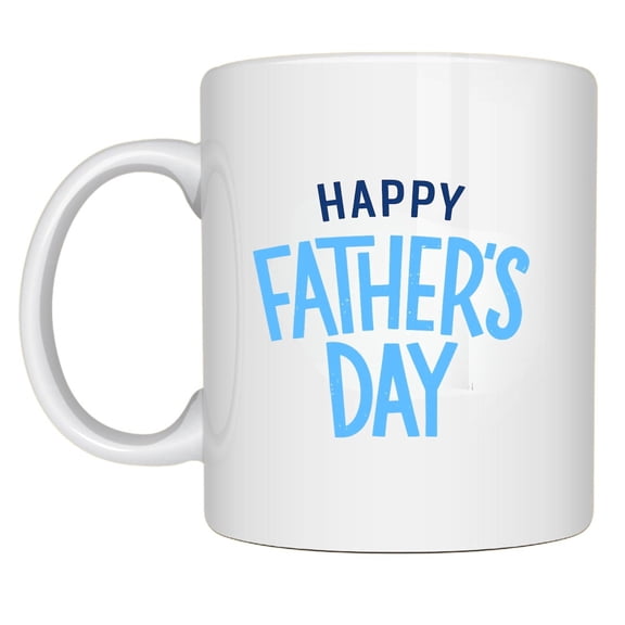Happy Father's Day Ceramic Coffee Mug, Blue Typography Design, 11 oz