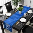 thumbnail image 1 of Happy Father's Day Cotton Linen Table Runner 14 x 72 inch Blue Checkered Plaid Non-slip Rectangular Dining Table Decor for Wedding Party Holiday Dinner, 1 of 8