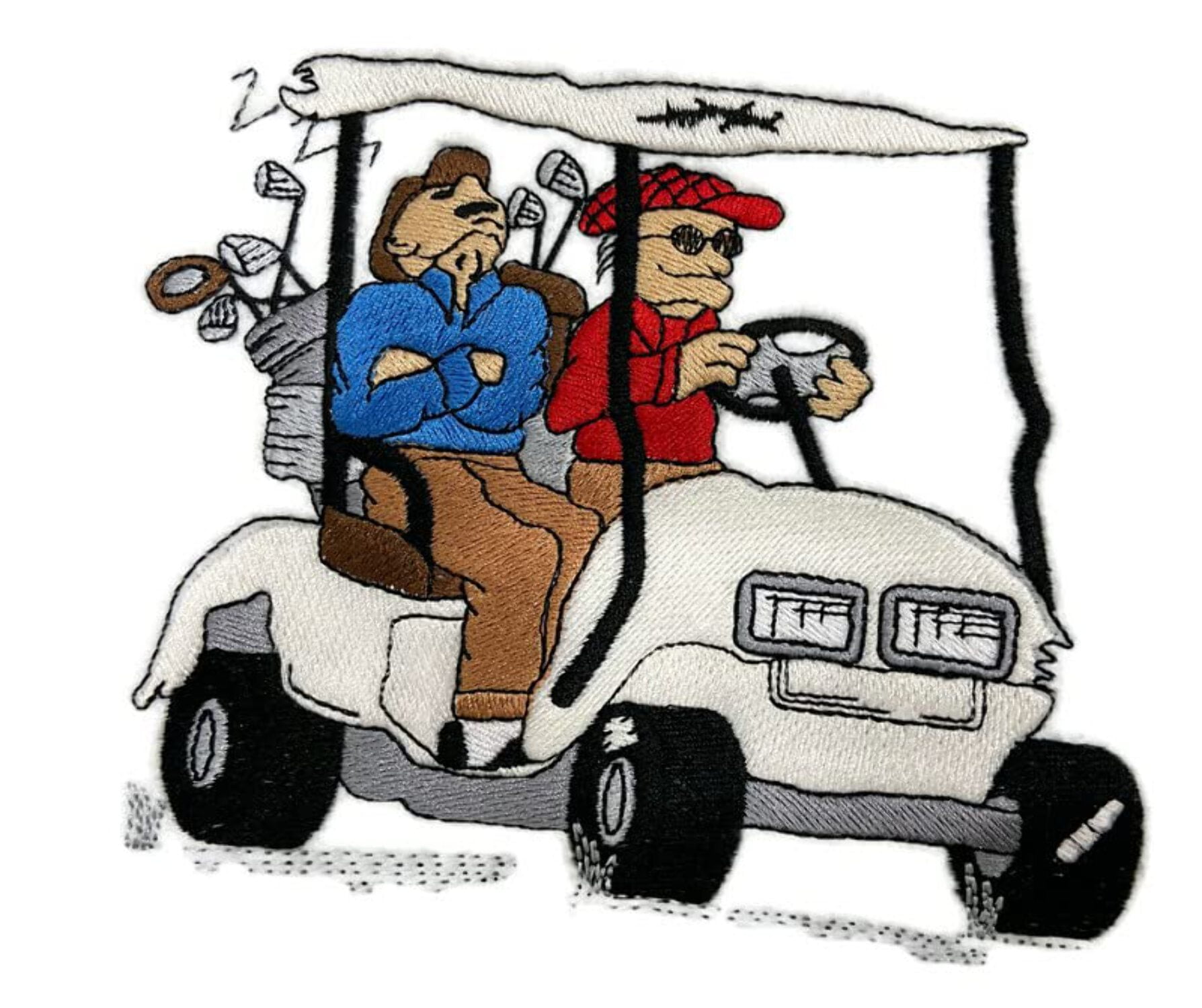 Happy Father's Day Custom and Unique Embroidered Gift [Man in Golf Cart] Embroidered Iron on/Sew Patch (6" x 5") [Made in USA]