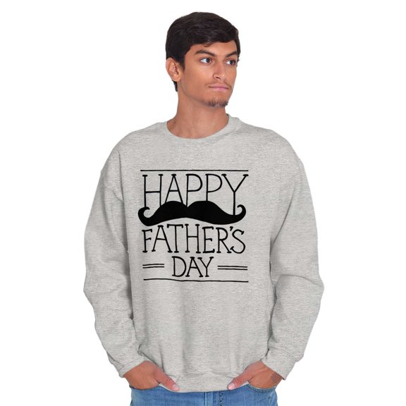 Happy Father's Day Dad Mustache Men's Big & Tall Crewneck Sweatshirt Brisco Brands 3X