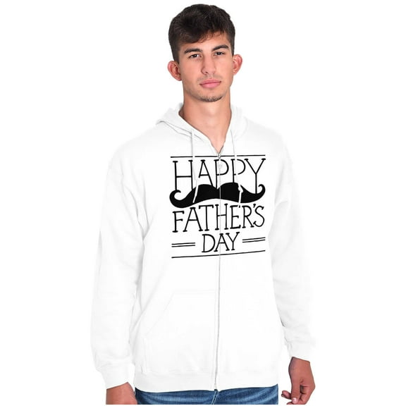 Happy Father's Day Dad Mustache Men's Big & Tall Graphic Zip Up Hoodie Brisco Brands 5X