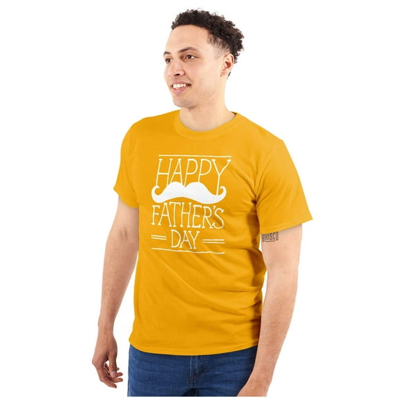 Happy Father's Day Dad Mustache Men's Big & Tall Crewneck Graphic Tee Brisco Brands 3X