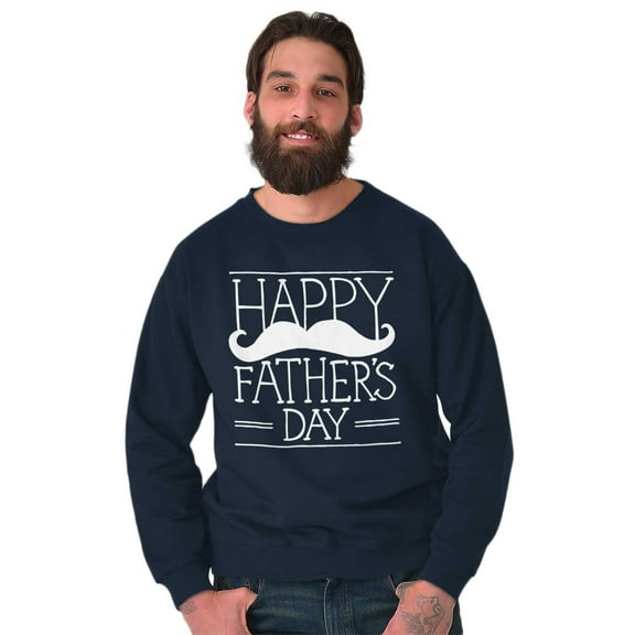 Happy Father's Day Dad Mustache Men's Big & Tall Crewneck Sweatshirt Brisco Brands 3X