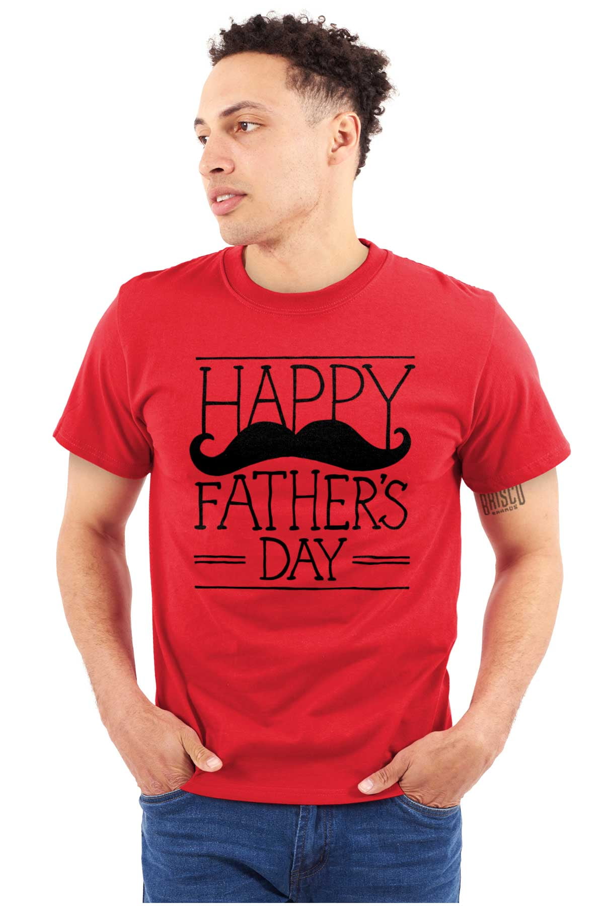 Happy Father's Day Dad Mustache Men's Graphic T Shirt Tees Brisco Brands L