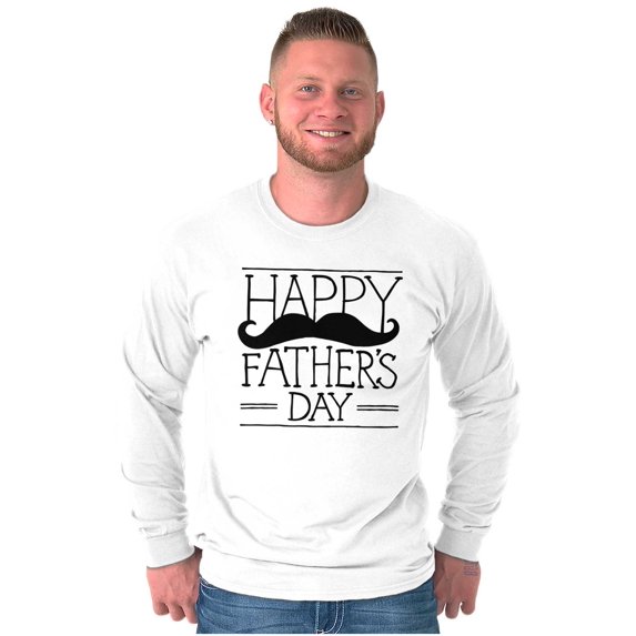 Happy Father's Day Dad Mustache Men's Long Sleeve Tee T Shirt Brisco Brands S