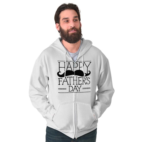 Happy Father's Day Dad Mustache Zip Hoodie Sweatshirt Men Brisco Brands M