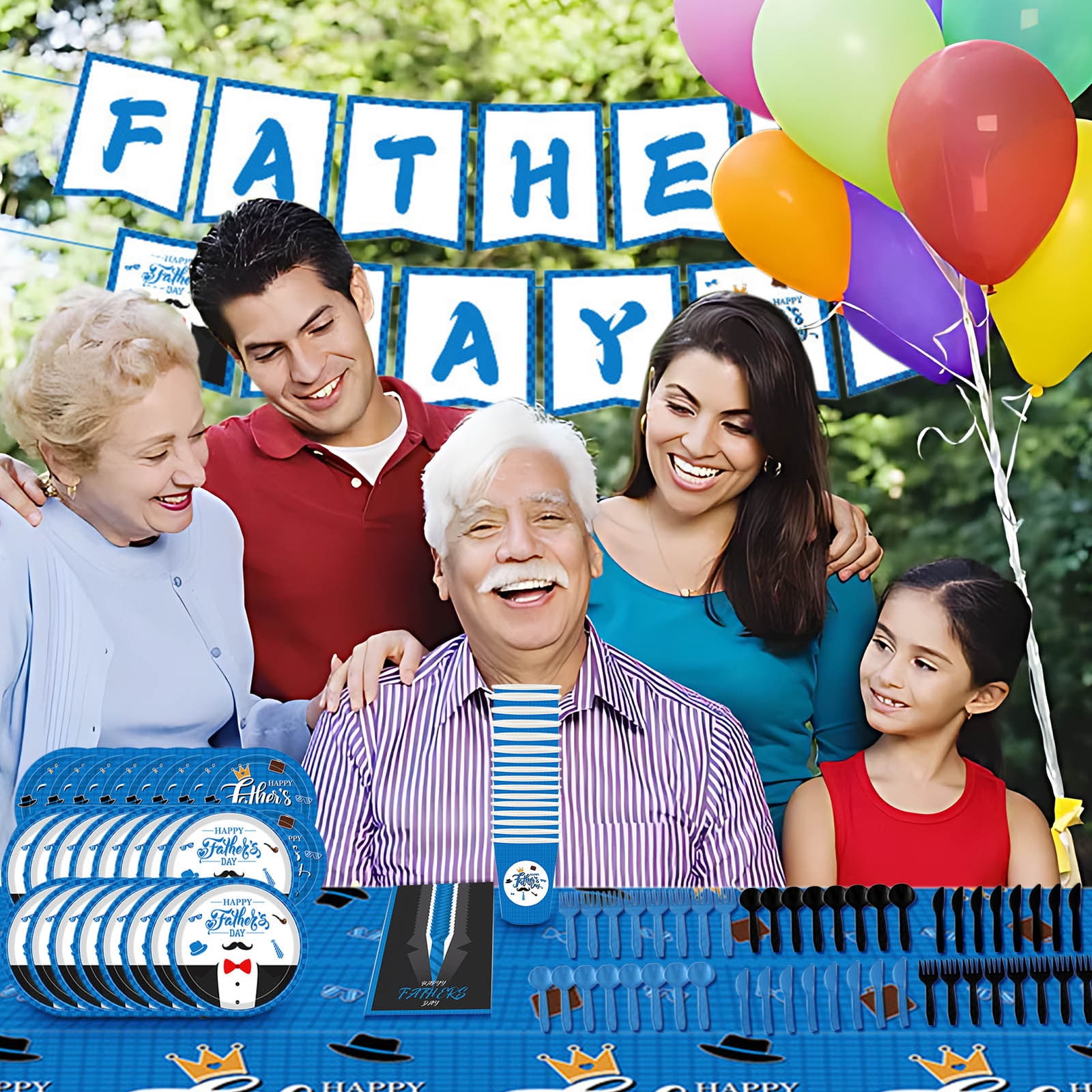 Happy Father's Day Disposable Tableware Set Fathers Day Decorations ...