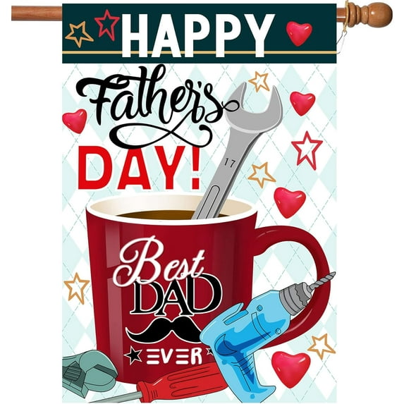 Happy Father''s Day Flag,28x40 Inch Father''s Day House Flags with Two Grommets Double Sided Printing 2 Layer Burlap Father''s Day Garden Flag for Your Father''s Day Decoration