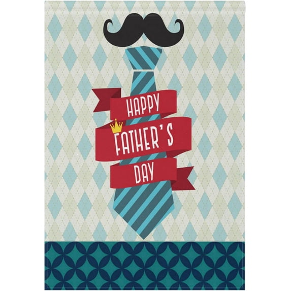 Happy Father''s Day Garden Flag 12 x 18 Double Sided, Happy Father''s Day House Yard Flags Tie Beard Love Dad Outdoor Indoor Banner for Party Home Decorations
